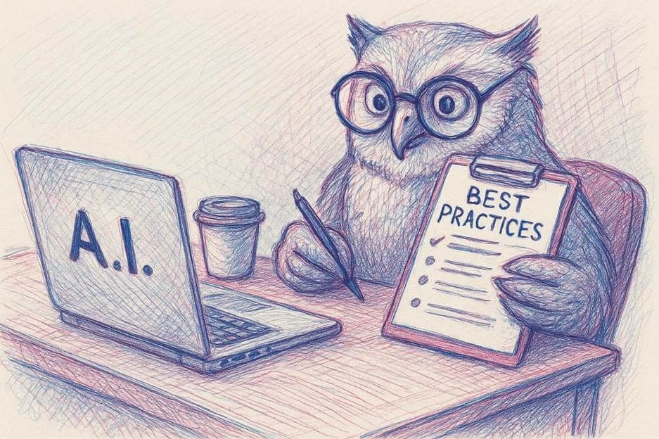 An owl sitting at a desk with a computer and a pen